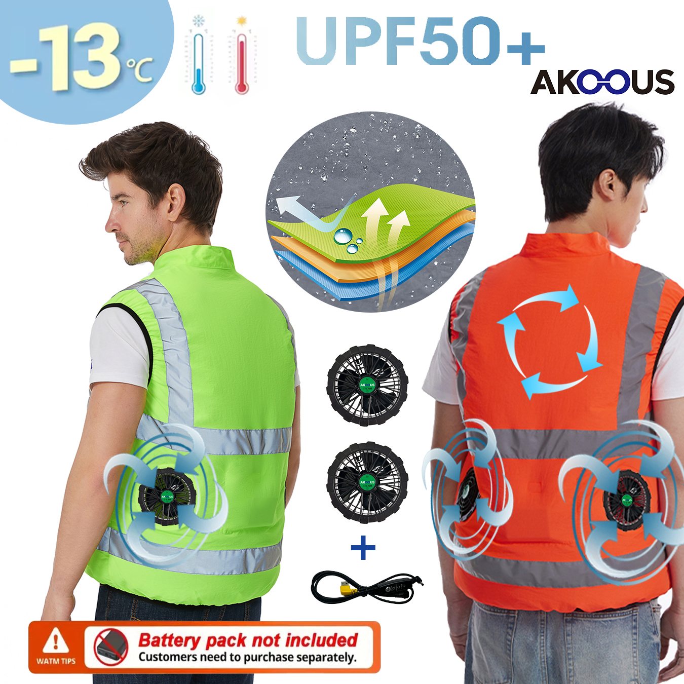 AKOOUS 6500 RPM 12V/5V USB 3팬  - Fishing Jacket Waterproof 리뷰 및 가격