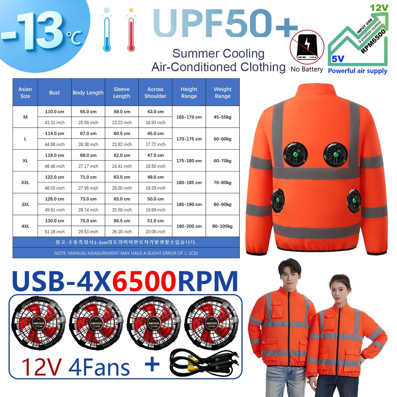 AKOOUS 6500 RPM 12V/5V USB 3팬  - Fishing Jacket Waterproof 리뷰 및 가격