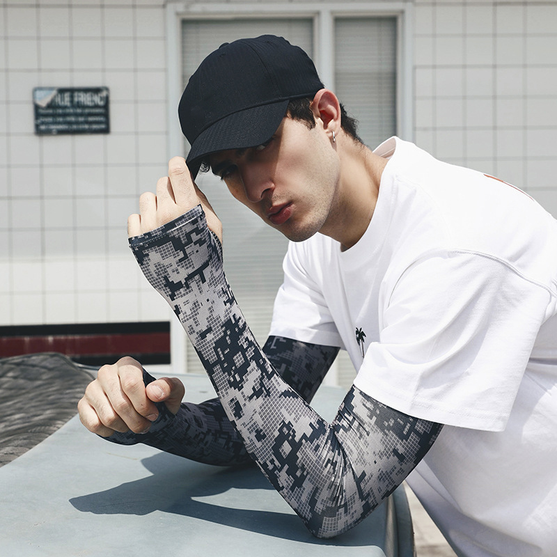 Uv 태양 팔 슬리브 남자 여름 위장 얼음 실크 긴 소 - Fishing Gloves 리뷰 및 가격